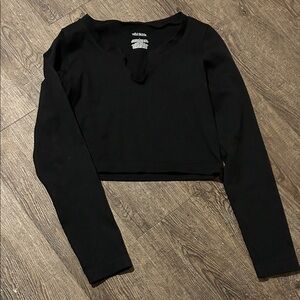 Wild Fable Black Long Sleeve Crop Top